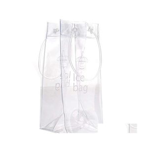 IJsemmers en koelers Wine Bag PVC Transparante koeler Clear Beer Pouch Tassen met handvat voor witte champagne Cold Drop levering Hom OTKF9