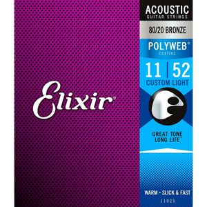 1 juego de cuerdas de guitarra acústica recubiertas Elixir 11025 11-52 luz personalizada