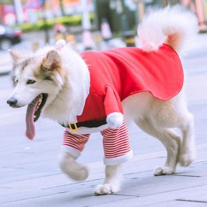 Abbigliamento per cani Babbo Natale abiti da esterno con cappello natalizio felpa termica comoda maglione invernale per animali domestici lavabili