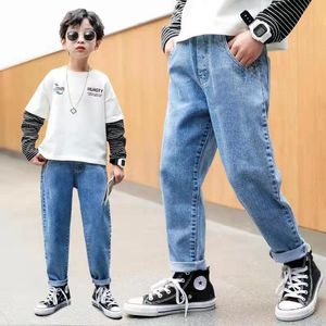 Jeans Leisure Tie Feet Boys Casual Letter Trousers Autumn Denim Pants Kids Children Loose Bottoms ClothingJeans