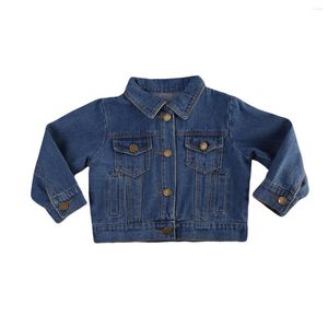 Jackets Spring Autumn Autumn 'Jeans Jeans Jeans de manga comprida Pocket Denim Casal crianças de 1 a 6 anos