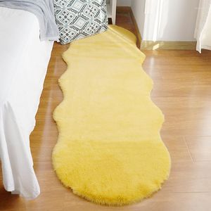 Carpets Luxury Faux Fur Carpet Modern Living Room Sofa Mat Bedroom Imitation Leather Rugs Plush Bedside Foot Pad Decor Cushion