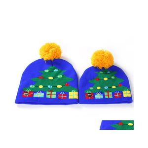 Noel Süslemeleri Led Örgü Şapka Aydınlatma Pom Beanie Kids ADT Snowflake Xmas Tığ AĞIŞLARI LIGHT TOPLUK KULLANILMASI