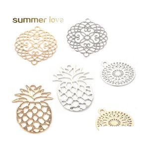 Charms Fashion Hollow Hollow Pineapple Dreamcatcher Gold Gold Sier Round Fit