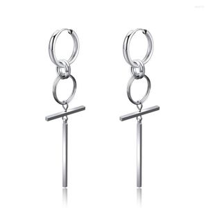 Hoop Earrings Stainless Steel Round Long Cross Pendants Men Women Minimalist Punk Geometry Jewelry Accessories Earring Wholesale