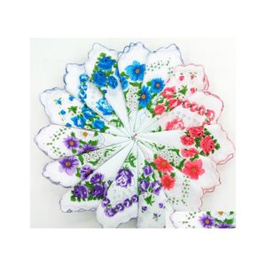 N￤sduk Hemtextiler 100 bomullssk￤rare damer hantverk vintage hanky blommig br￶llop n￤sdukar 30x30 cm slumpm￤ssig f￤rg SN4004 DRO DHQNC