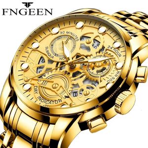 Armbanduhren beobachten Männer Skelett automatisch Quarz Gold Vintage Man Army Wrist Watches für Männer 230130