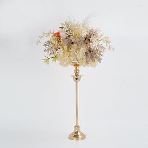 Party Decoration Gold Vase Romantic Flowers Stand Metal Road Lead Wedding Table Centerpiece Flower Rack Event