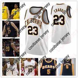 O basquete universit￡rio usa personaliza￧￵es de basquete da California Golden Bears NCAA College costurou Jersey Allen Crabbe Ryan Anderson Kevin Johnson