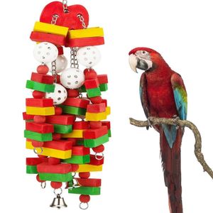 Other Bird Supplies Large Parrot Toys For Cockatoos African Grey Macaws Natural Wooden Blocks Chewing Cage Bite 230130