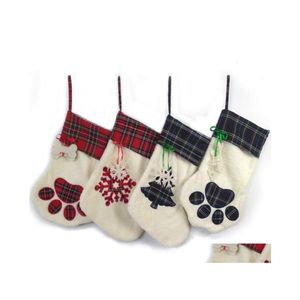 Christmas Decorations Hanging Stockings Socks Bear Paw Snowflake Tree Ornaments Decoration Home Cfyz12Q Drop Delivery Garden Festive Dhyvo