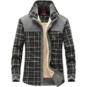 Men's Casual Shirts Winter Plaid Jackets Fleece Warm Coats High Quality Cotton Fit Business Outerwear 4 230130