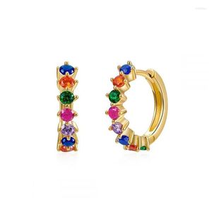 Hoop Earrings Trendy Gold Plate Round Mini Set Half Colorful Zircon Ladies Luxury Jewelry Party Gift