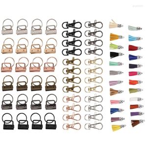 Keychains 72pcs Key FOB Hardware Conjunto, incluindo 24 coloridas coloridas Tassel e ganchos de snap giratória 6 cores