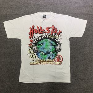 Hellstar Studios Globe Tee Plus Size Uomo T-shirt Cotone pesante Top Uomo Vintage T-shirt oversize Streetwear Tee Youth Tees Hellstars Big Tall Maniche corte