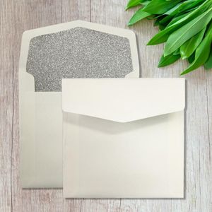 Greeting Cards Lined Wedding Invitations Envelope Shiny Gold Envelopes Silver 15.5 X Cm Seals Included - Set Of 50