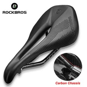 Saddles ROCKBROS Carbon Fiber Hollow Saddle Microfiber Leather Mountain Road Bike Seat Non-slip Racing Cushion Light Bicycle Accessories 0131