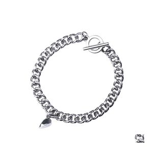 Łańcuchy łańcucha linków Bracelety dla kobiet mężczyźni moda para mankiet biżuteria vintage sier color serce magnet Korea 2022 Trendy Psera Drop D Dhnv0