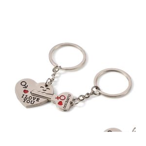 Keychains Lanyards Lovers Gift Wedding Favors Couple My Heart Fashion Keyring Creative Zinc Alloy Sier Plated Key Chain Drop Deliv Otvv4
