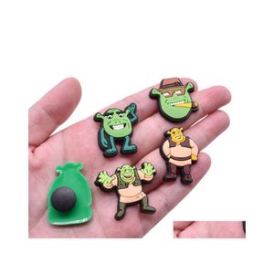 Parti di scarpe Accessori Verde Cartoon Croc Charms Pvc Gomma morbida Decorazione Clog Gift Button Buckle Pin Drop Delivery Shoes Dh4Pc