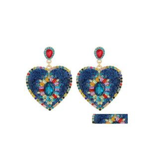 Dangle Chandelier Fashion Jewelry Peach Heart Diamond Earring Colorf Rhinstone Stud Hearts Earrings Drop Delivery Dhiqe
