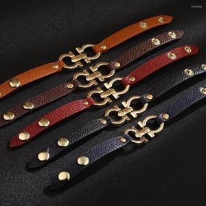 Bangle Woman Fashion Armband Kvinna LNS Minority Design Pu Leather Eloy Geometric Buckle Jewelry Manufacturer Wholesale