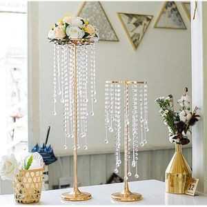 Party Decoration 6 PCS 50 cm Wedding Home Flower Road Leads Gold Acrylic Crystal Table Centerpiece