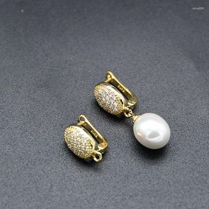 Orecchini a cerchio Gioielli Making Forniture Nickel Frate di alta qualità Micro Imbratto in oro reale CZ Accessori per ganci per orecchini in ottone CZ