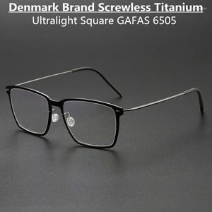 Sunglasses Frames Denmark Brand Titanium Prescription Eyeglasses 6505 Men Square Ultralight Screwless Glasses Frame Women Myopia Optical