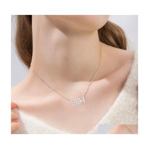 Pendant Necklaces Stainless Steel Birth Years Arabic Mumerals Number Necklace Numeral Pendent Birthday Gift Old English Charm Jewelr Dh6Hi