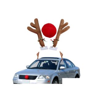 Juldekorationer Bil Decoration Xmas Outdoor Reindeer Antler Red Nose For Cars WY1426 Drop Delivery Home Garden Festive Party SU DHV2I