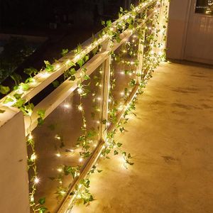 Strings Artificial Ivy Garland Fake Plants LED String Lights Hanging Fairy For Aesthetic Bedroom Garden Party Wall Decor