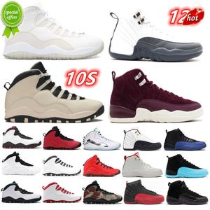 Ny 2023 Top Footwear 2022 Top Fashion 10s 12s Basketball Shoes 10 12 Men Sneakers Cement Cool Grey Desert Camo Fusion Red IM Back Powder Blue