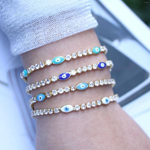 Braccialetti a maglie 5 pezzi Bracciale con occhio smaltato regalo per lei Tennis Cz Protezione Fascino Cristallo Zircone Gioielli delicati