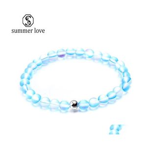 Beaded Strands Spectrolite Beads Armband Handgjorda trendiga smycken Grind Arenaceous Glass Bead Charm Lucky for Women Girls Gift Whol Dh5f4