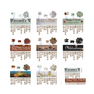 Christmas Decorations Jigsaw Puzzle Family Friends Calendar Wall Hanging Board Diy Birthday Anniversary Reminder Wood Plaque Home Ba Oti84