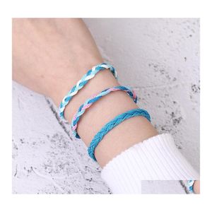 Bracelets de charme Bracelete de amizade com corda tran￧ada tecida com cart￣o com cart￣o de cera ￠ prova d'￡gua Beach Beach