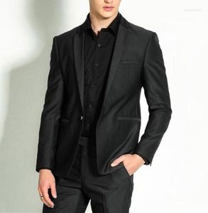 Herrdräkter senaste kappa byxor design svarta grå män bröllop smal fit brudgum tuxedo kostym manlig blazer jacka 2 bit terno masculino