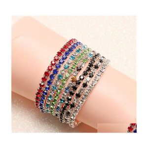 Tennis Mode Strass Stretch-Armband Armreif Braut Armband Hochzeitsgeschenke Kristall Glänzende Armreifen 1247 Q2 Drop Delivery Jewel Dhuqc