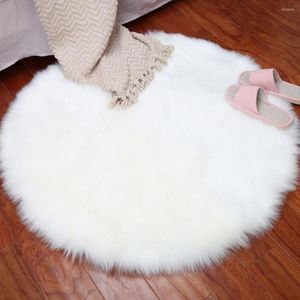 Carpets 30 30CM Luxury Artificial Sheepskin Soft Rugs Chair Cover Bedroom Floor Mat Round Washable Carpet Home Decoration