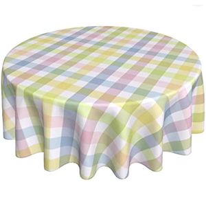 Table Cloth Green Pink Blue Yellow Plaid Waterproof Fabric Farmhouse Multicolor Checked Tablecloths Decorative For Holiday Home