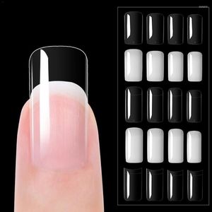 False unhas 100pcs Francês Manicure Glue Pelas de unhas em caixa Branco claro Dicas de caixão de balé de acrílico Fake Fake