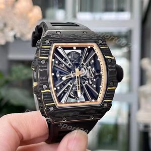 RM12-01 Углеродное волокно дизайнерские часы Tourbillon Руководство в верхней цепей мощности заповедник Достаточный сапфировый стек