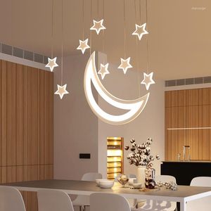 Chandeliers Dining Room Lamp Modern Minimalist Creative Super Bright Nordic Five-head Table Star Moon Led Hal