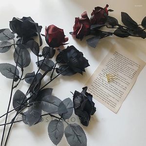 Dekorativa blommor gotiska svart romantiska rosen konstgjorda blommor diy röd vit siden falsk för fest hem bröllop dekoration alla hjärtans