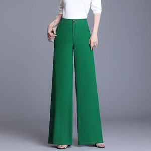 Women's Pants & Capris Summer Wide Leg Women High Waist Chiffon Loose Black Elegant Long Trousers Solid Korean Style Plus Size