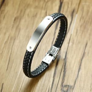 Charm Bracelets Free Custom MaFinish Stainless Steel Curved Bar Leather