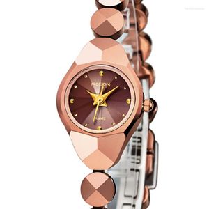 Armbandsur Frankrike Rosdn Kvinnors klockor med Miyota Quartz Movement Sapphire Waterproof Tungsten Steel Armband Clock
