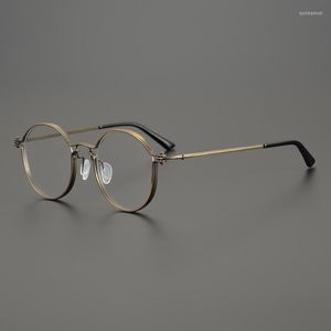 Güneş gözlüğü çerçeveleri Japon tasarımcı el yapımı retro yuvarlak gözlükler çerçeve saf titanyum ultra hafif erkek kadın gözlük miyopi reçetesi