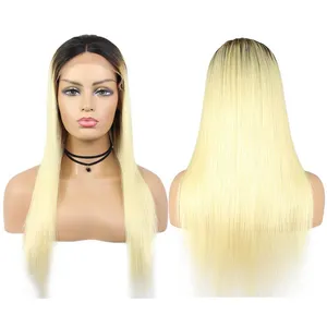 Europejskie Virgin Human Hair Sily Prosty Ombre Blonde Color T#1B613 4x4 Silk Top Jewish Topper dla białych kobiet